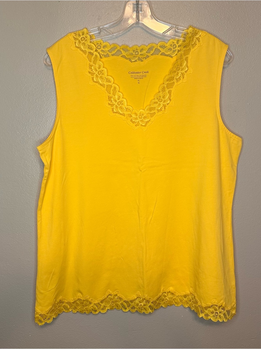 Coldwater Creek Sunny Yellow Lace-Trim Sleeveless Camisole
